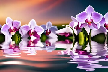 purple orchid in water