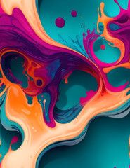 Fototapeta na wymiar Abstract art liquify colorful waves