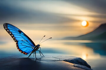 butterfly on the sunset