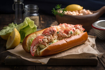 a delicious Classic New England Lobster Roll, beautifully garnished with a hint of paprika