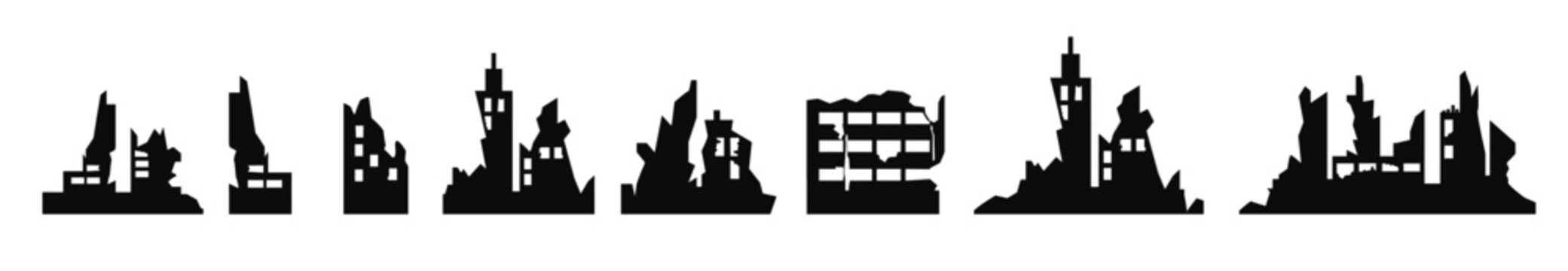 recommend clip art: Destroy city builings war earthquake black silhouette
