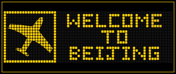 LED Digital board display text WELCOME TO BEIJING