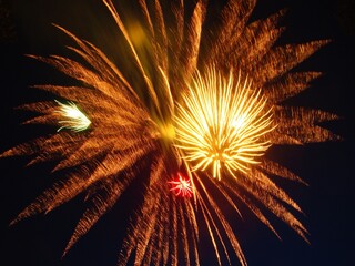 fireworks explosion with combination of colors