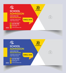 Social media post design, Social media cover page design, Web banner, facebook banner, instagram post, school admission banner. illustrator eps.