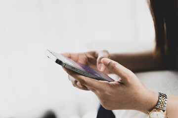 close up of a person using a mobile phone