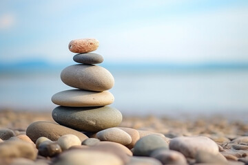 Fototapeta na wymiar Stones of Balance by the Ocean