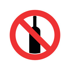 Forbidden sign isolated on white background. No alcohol. It is forbidden to drink alcohol.