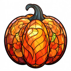 Orange pumpkin stained glass mosaic clipart