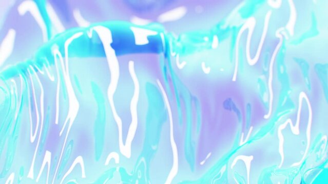 Abstract Wave Blue Violet Clear Water Surface Seamless Slow Motion. Looped Waving Gradient Background 3d Animation. Futuristic Liquid Glass Cloth Moving 4k Ultra HD 3840x2160