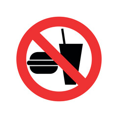 Forbidden sign isolated on white background. No eat and drink here.