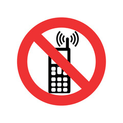 Forbidden sign isolated on white background. Don t use the phone. No network.