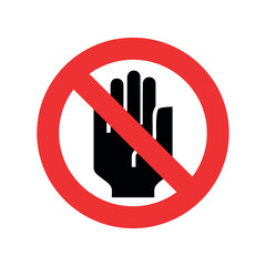 Forbidden sign isolated on white background. Stop sign  with hand.