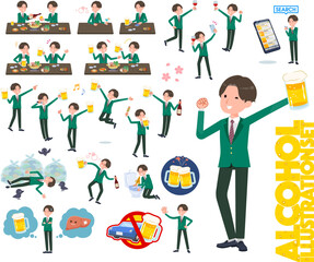 Fototapeta premium お酒に関するブレザー男子学生のセット