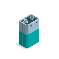 battery isometric icon in color on white background, renewable energy or green eco friendly