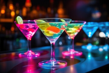 Lemon Radiance in a Glass: Nighttime Bar Enchantment