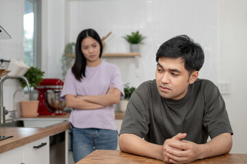 Divorce and quarrels. couples are desperate and disappointed after marriage. Husband and wife are sad, upset and frustrated after quarrels. distrust, love problems, betrayals. family problem...