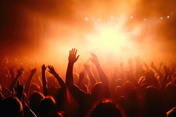 Fototapeta na wymiar Joyous Fans Engaging with Singer at High-Energy Rock Performance