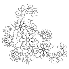 Mexican ethnic embroidery in black outline