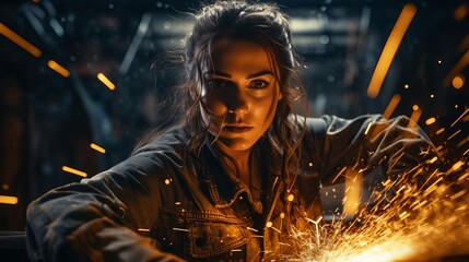 Naklejka premium woman working as mechanic