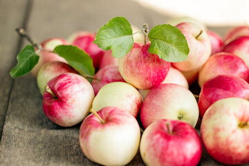 Apples on a wooden background