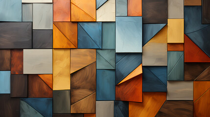 Multi-colored cube background - cubist - geometric - fall - autumn - design  - obrazy, fototapety, plakaty