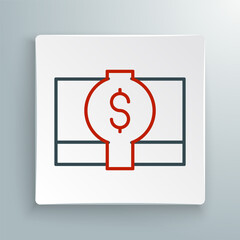Line Stacks paper money cash icon isolated on white background. Money banknotes stacks. Bill currency. Colorful outline concept. Vector