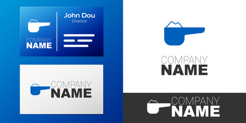 Logotype Sports nutrition bodybuilding proteine power drink and food icon isolated on white background. Logo design template element. Vector