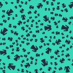 Black Woman dress icon isolated seamless pattern on green background. Clothes sign. Vector