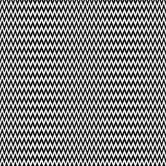 Black zigzag lines. Jagged stripes. Seamless surface pattern design with triangular waves ornament. Repeated chevrons wallpaper. Digital paper for page fills, web designing, textile print. Vector art.