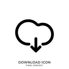 Download icon with style line. User Interface icon. Pixel Perfect. Vector Illustration