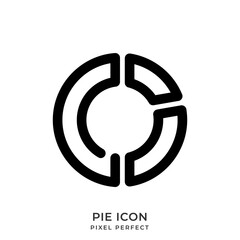 Pie icon with style line. User interface icon. Vector illustration.
