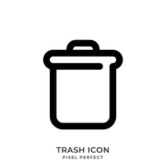 Trash icon with style line. User interface. Vector Illustration.