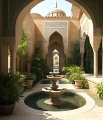 Fototapeta na wymiar Tranquil Oasis - Celebrating the Beauty of an Islamic Courtyard