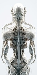Technological background of ancient alien robot. Generative AI