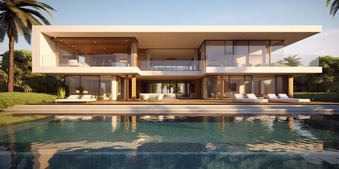 Fototapeta premium Modernist and futuristic architecture design. Generative AI