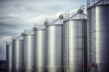 Obraz premium Gleaming Agricultural Silos