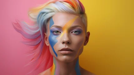 portrait of a blonde woman with artistic makeup © Dani