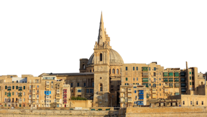 Valletta, Malta, Skyline isolated on white transparent background, PNG