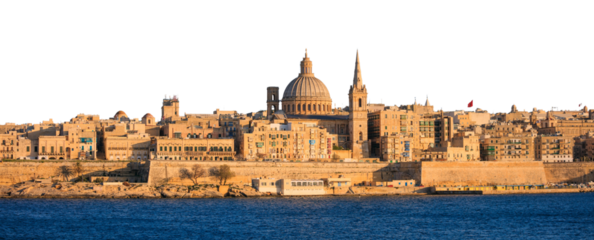 Valletta, Malta, Skyline in the afternoon isolated on white transparent background, PNG