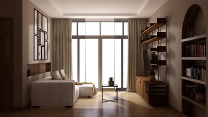 living room 3D rendering 