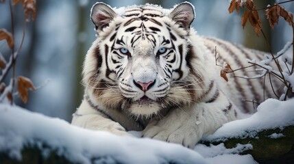 Obraz premium white tiger in snow