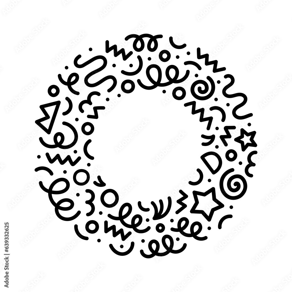 Poster abstract black and white line doodle circle shape. creative minimalist style art round symbol for ch