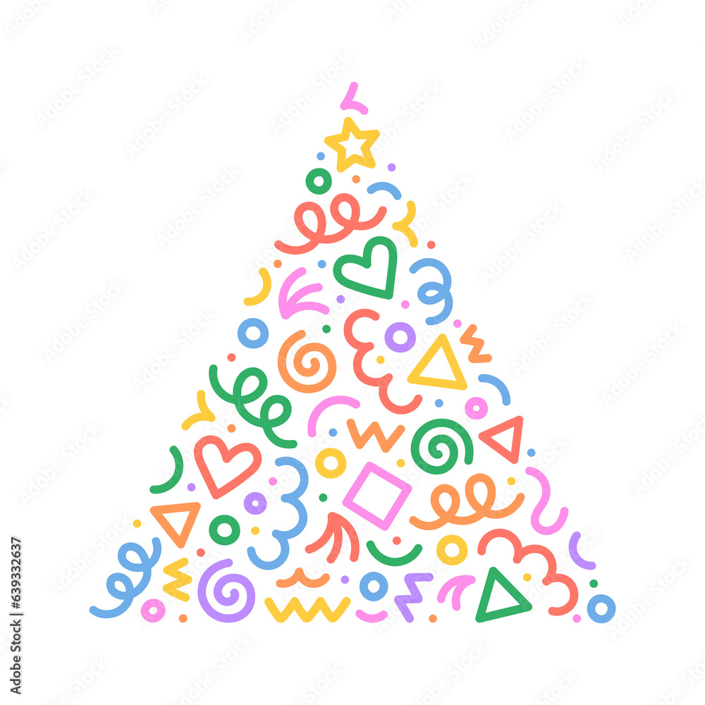 Poster fun colorful abstract line doodle triangle shape. creative minimalist style art symbol set for child