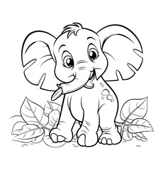Cute elephant coloring page - coloring book for kids