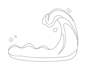 Tsunami giant wave monochrome flat vector object. Natural disaster. Editable black and white thin line icon. Simple cartoon clip art spot illustration for web graphic design