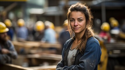 Fototapeta premium woman working on construction site