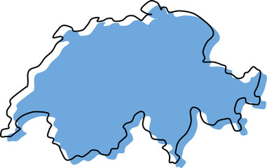 switzerland stylized map vector outline layered 3d swiss map