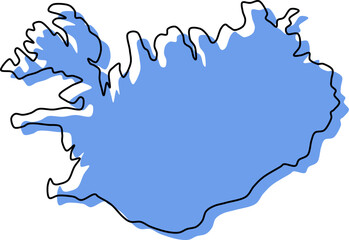 iceland stylized vector map outline