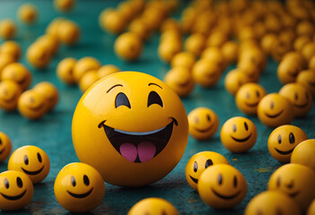 world smile day, yellow smiley face background, banner with copy space text 