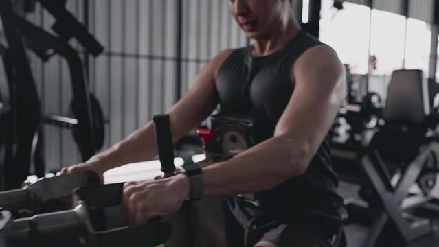 Pec Deck Fly, Muscular Man Sculpting Arm Strength with Gym Exercise Machine - Fitness Enthusiast Working Out, Fitness and Health Routine.